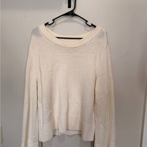 Halston Heritage Cream Scoop Neck Knit Sweater